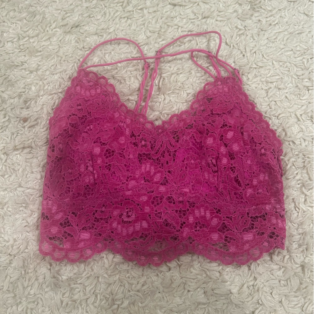 free people pink lace top